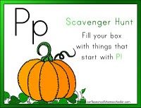 P is for Pumpkin week of preschool, this site is great for all letters!
