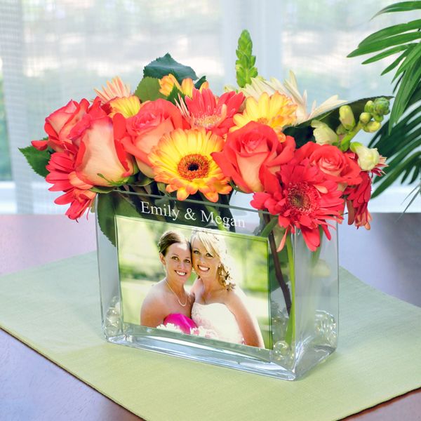 Personalized Glass Photo Vase -Great idea for my bridesmaids or as reception tab