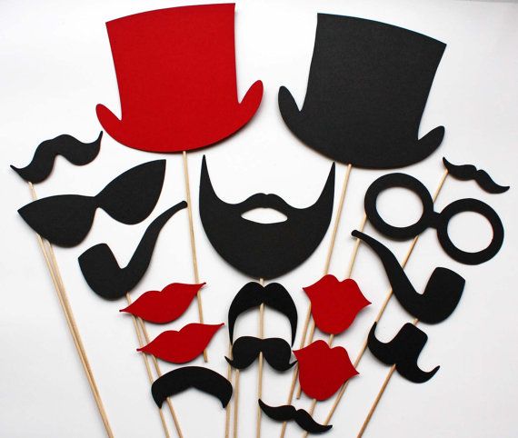 Photo Booth Props  18 Piece  Red and Black by BeBopProps