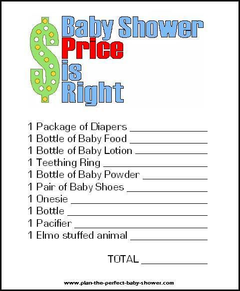 Price Is Right Baby Shower Game