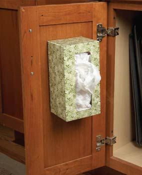 Put grocery store bags in a empty tissue box and store on the inside of a cabine