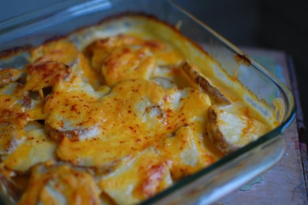 Scalloped Potatoes.   I changed this recipe a bit when I made it, but it turned