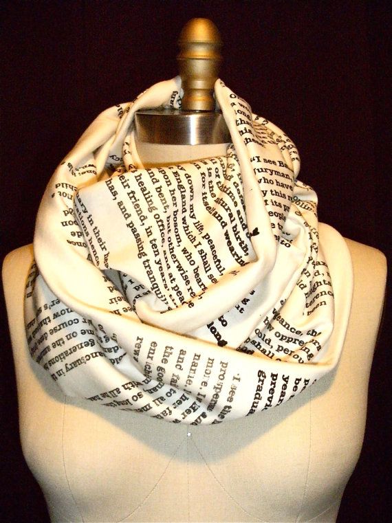 Scarves Printed With Pages From Your Favorite Books. The Great Gatsby, please :)