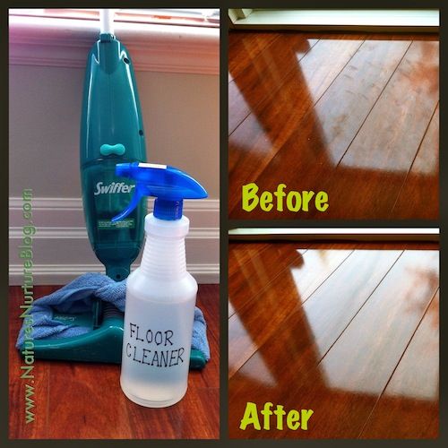 Shiny Floors= 1 c water, 1 c vinegar, 1c alcohol, 2-3 drops dishwashing soap.