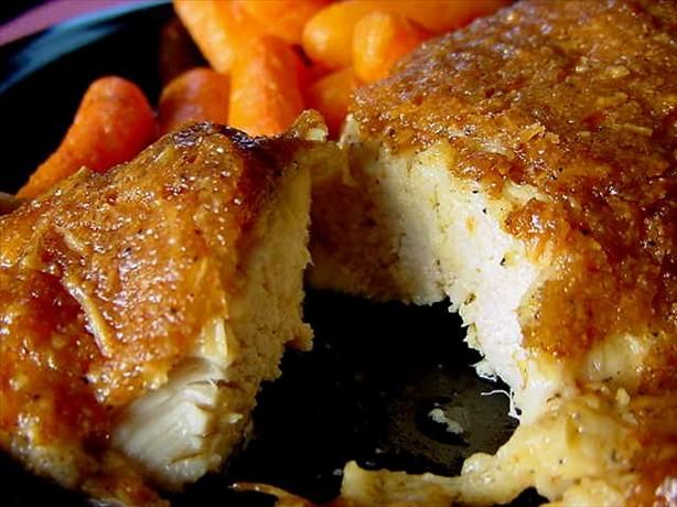 So much better than fried!!!  Melt in Your Mouth Chicken Breast, 1/2 c parmesan