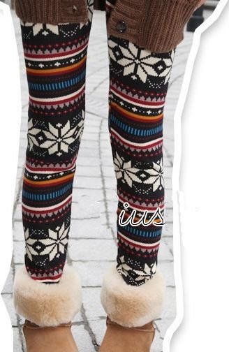 Stretched Christmas Winter Woven Leggings Pants