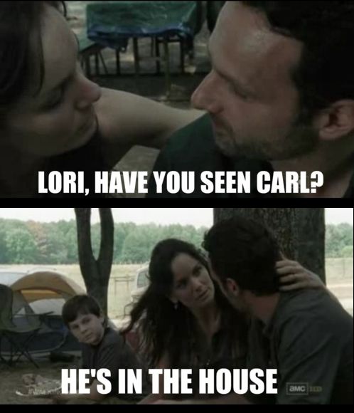 The Walking Dead – Where's Carl? In the house, of course.