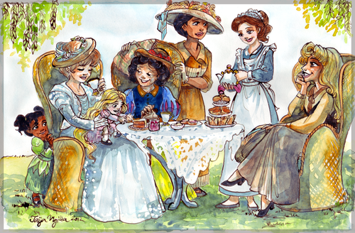The brief was to portray Disney princesses enjoying a little tea party but they