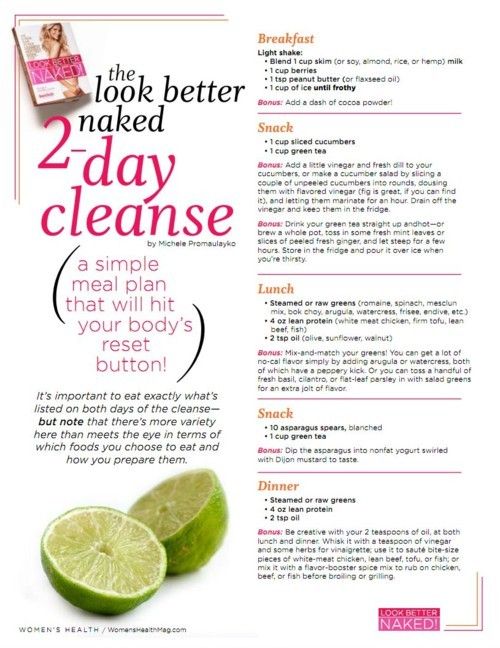 The look better naked 2 day cleanse. A simple meal plan that will hit your body&