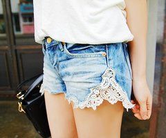 This is so cute… If your shorts are too tight just cut the seam and insert lac