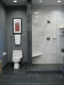 This is what I want for our master bath – slate floors, subway tile shower and i