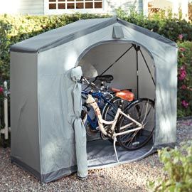 Townhouse Shed Instant storage shed goes up as easily as a tent!