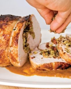 Turkey Roulade with Peach and Sage Gravy