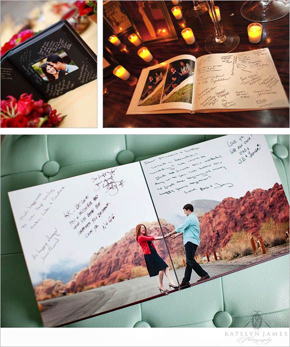 Turn engagement photos into a book and have guest sign instead of a boring guest