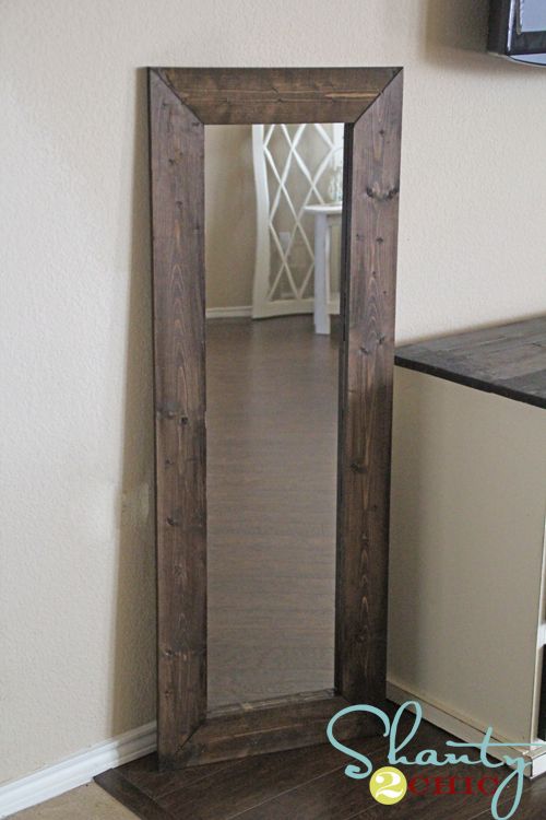 Tutorial for taking a cheap walmart mirror and giving it a wide wood frame – cos