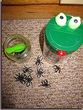 Tweezing spiders (feeding the frog). I saw this idea featured at Living Montesso
