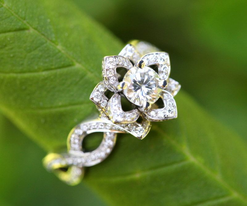 Unique Lotus engagement ring