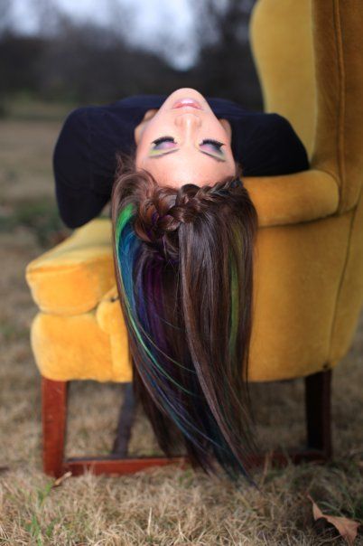 Use oil pastels on sections of hair, then coat with hairspray. – FINALLY!! Tempo