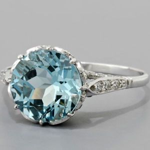 Vintage-style.  Aquamarine Engagement Rings.