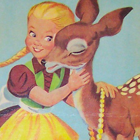 Vintage Deer & Girl