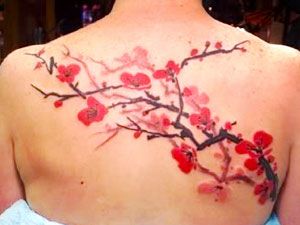 Watercolor cherry blossom tattoo