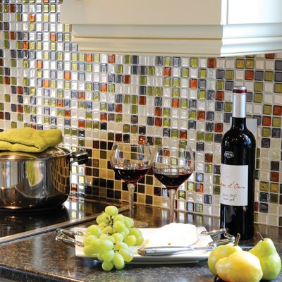 . 3D gel-like tiles that are peel and stick for an easy back splash. Easy to cle