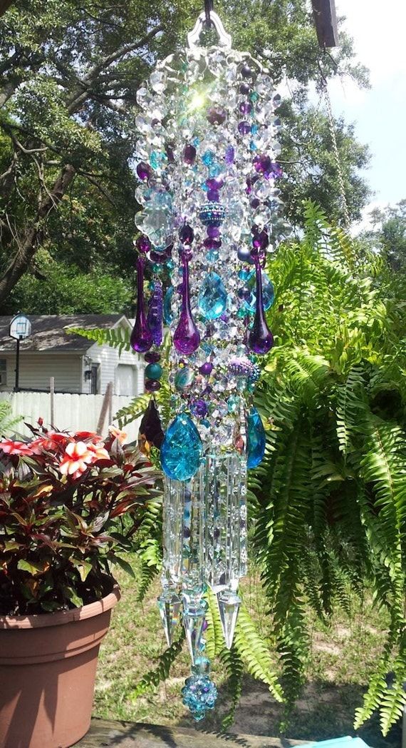 Bohemian Peacock Antique Crystal Wind Chime by sheriscrystals -   Bohemian Wind Chime