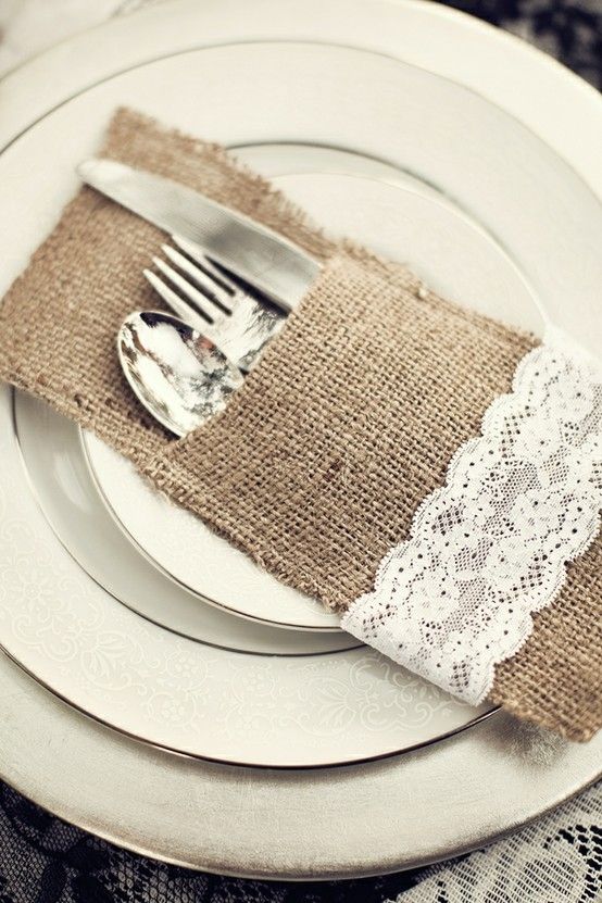 burlap & lace utensil pouch – easy to make!