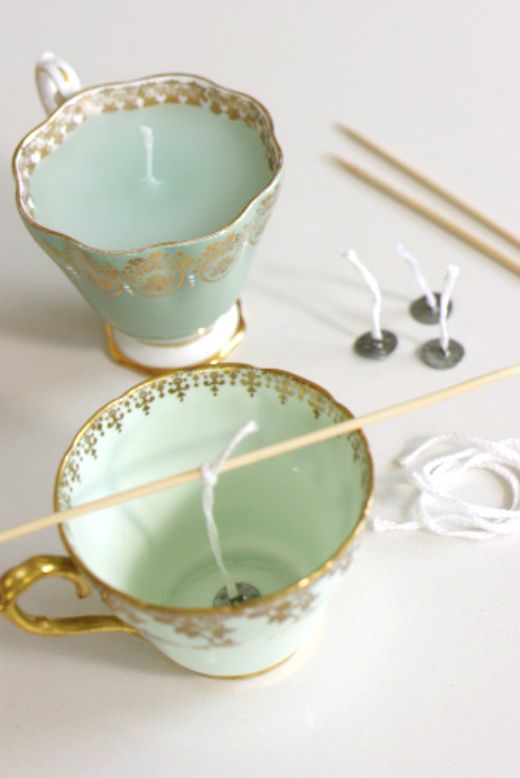 candles from teacups – crafts and #DIY — why have I never thought of this?