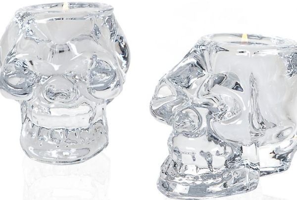 2. Glass skull votives -   40 Spooky Halloween Decorating Ideas for Your Stylish Home