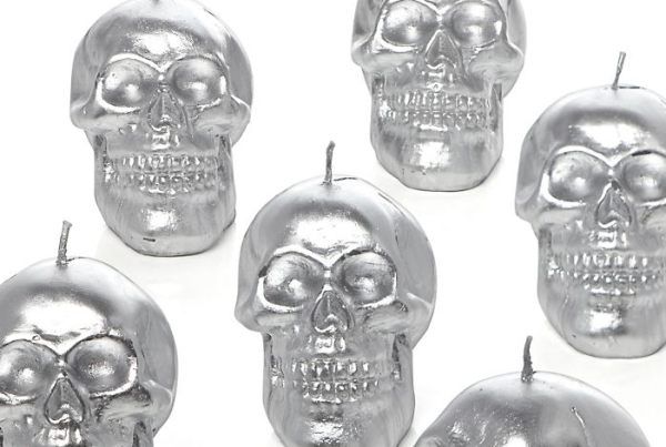 Silver skull candles -   40 Spooky Halloween Decorating Ideas for Your Stylish Home