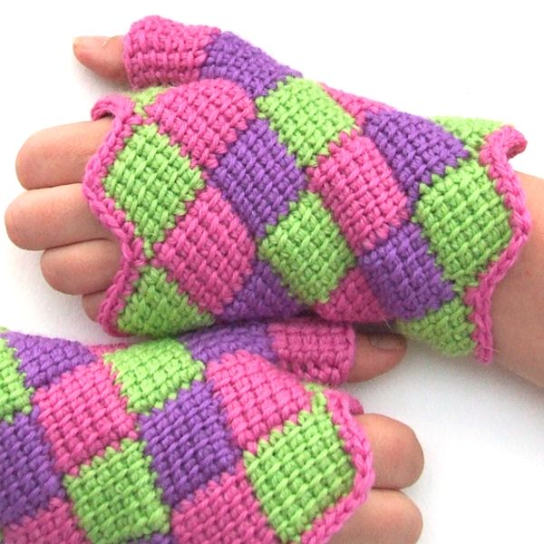 ... here: Home Crochet Patterns Entrelac Gloves Tunisian Crochet Pattern -   Entrelac