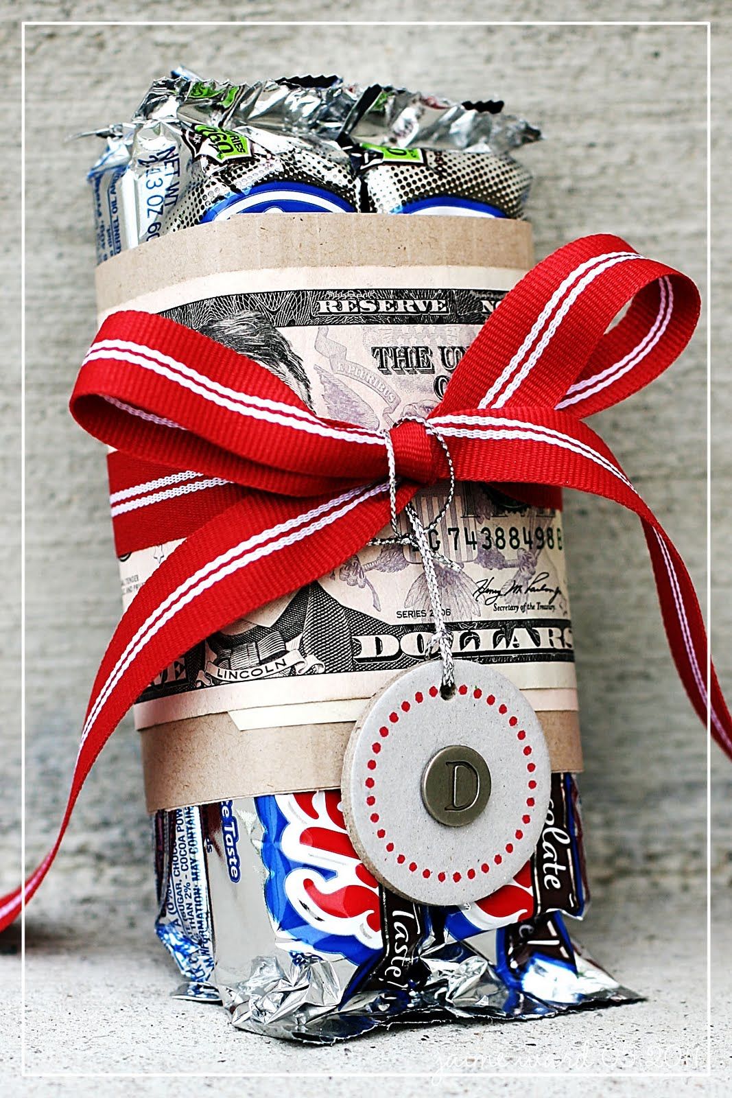 favorite candy & cash…fun gift for the hard-to-buy-for teen.