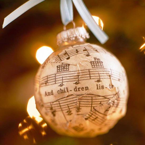Sheet Music Ornament Ball -   Easy Christmas Ornaments