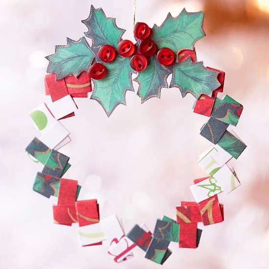 Folded Paper Wreath Ornament -   Easy Christmas Ornaments