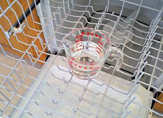 (great to remember for move-out or in) Place a dishwasher-safe cup filled with p