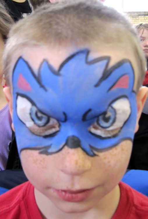 Sonic Face Paint face painting fun by mary -   hedgehog face painting