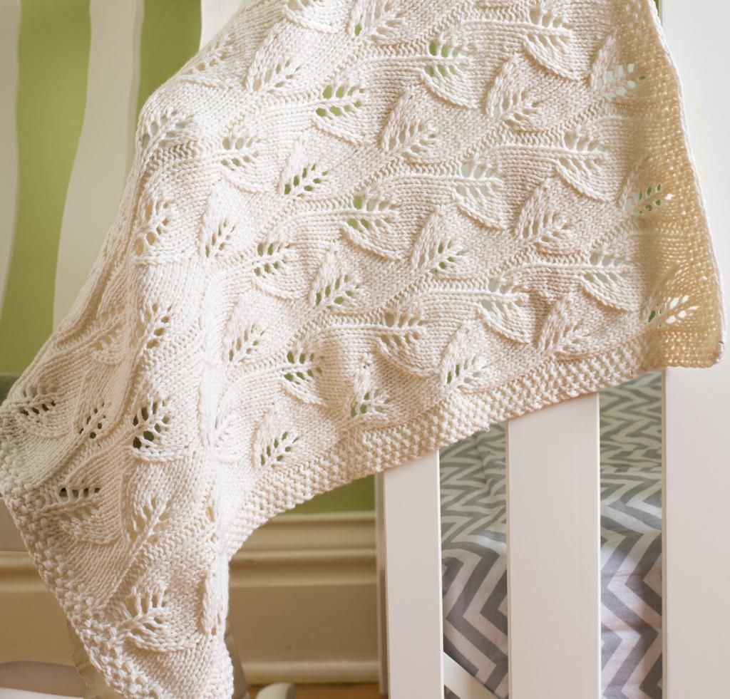 Leafy Baby Blanket -   Knit baby blanket