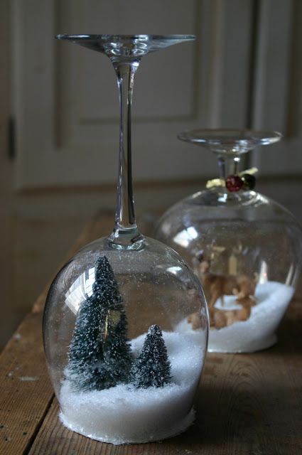 Wine glass snow globes -   19 DIY Mason Jar Snow Globe