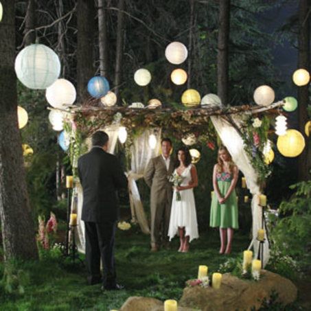 night time forest wedding