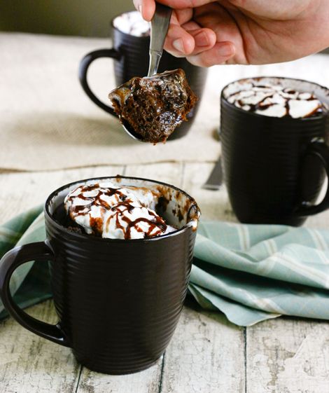 nutella mug cake – I like the idea of making cake in a cup in the microwave oven