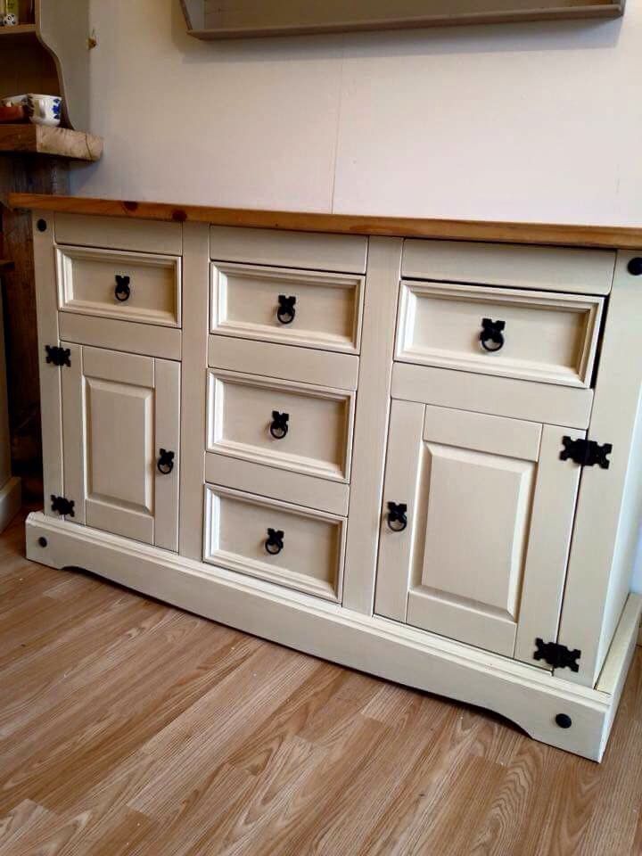 Mexican pine painted sideboard , painted using chalk paint -   painted pine furniture