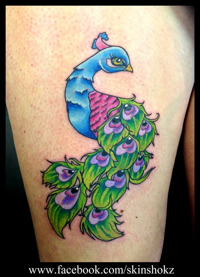 Classic Peacock Tattoo by Holly -   Peacock tattoo Ideas