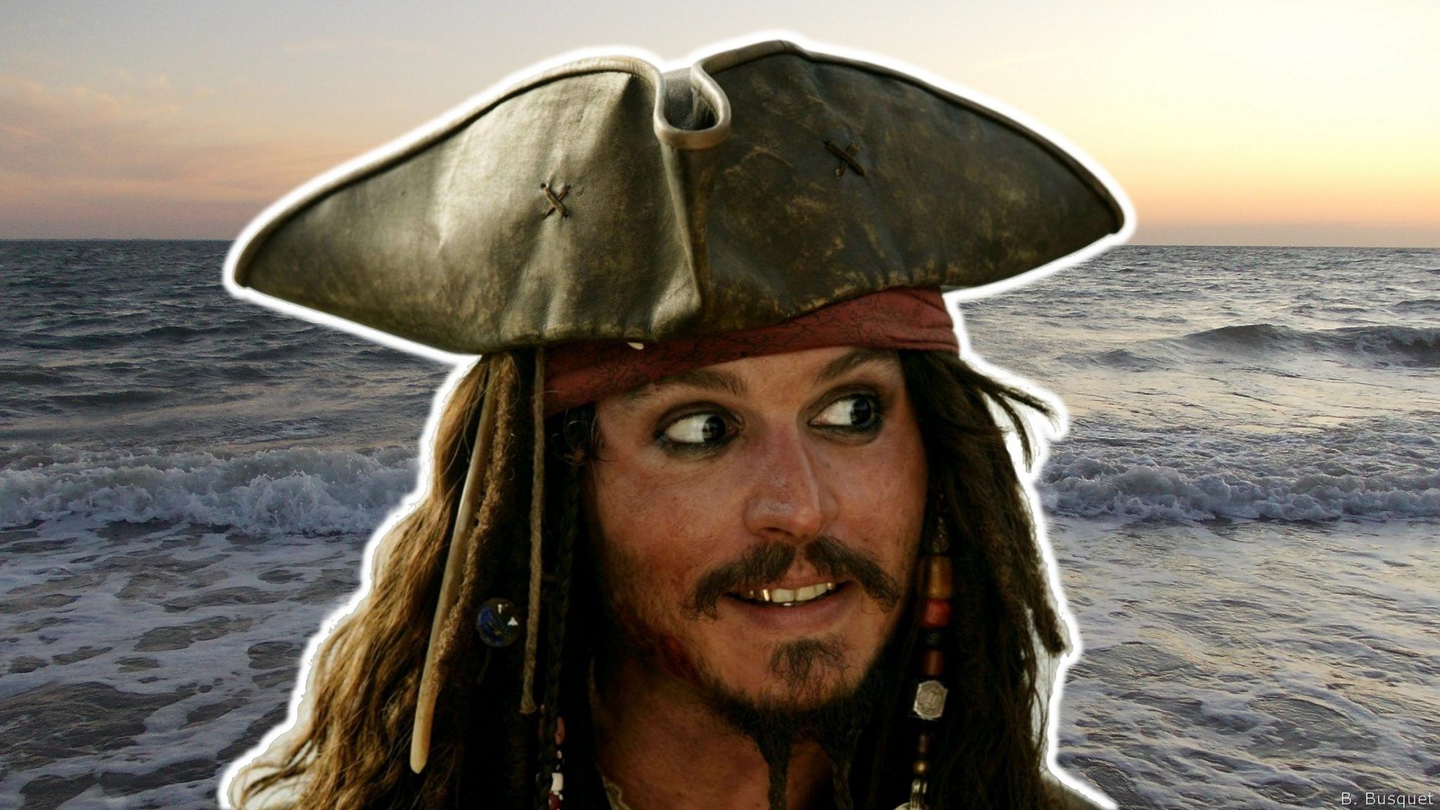 Pirates of the Caribbean wallpaper with Jack Sparrow with the waves of ... -   Pirates of the Caribbean