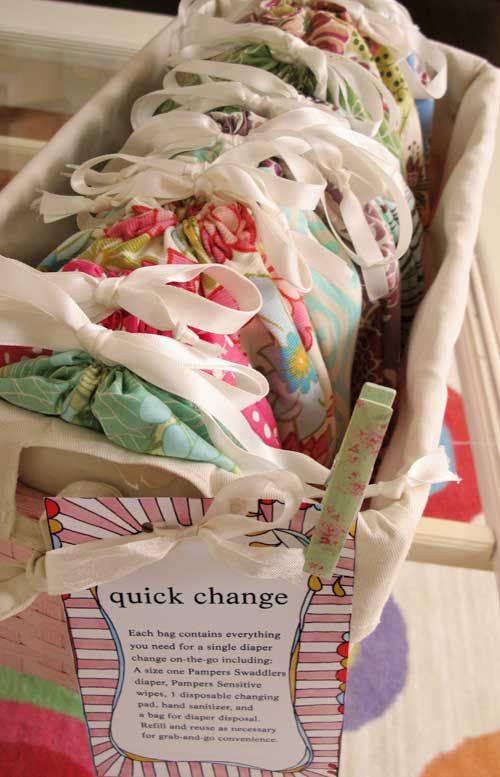 "quick change" baby shower gift How cute! Just grab a bag and go; it&#