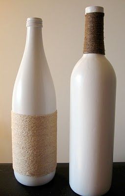 recycled wine bottles…really love the addition of the twine on these