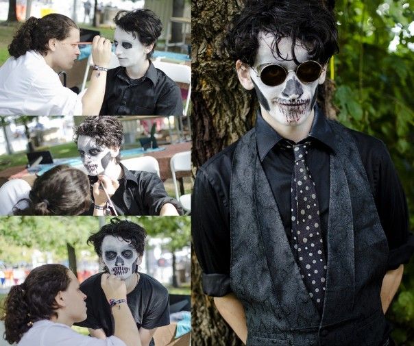 halloween makeup for men skull black white paint -   Halloween Makeup Ideas