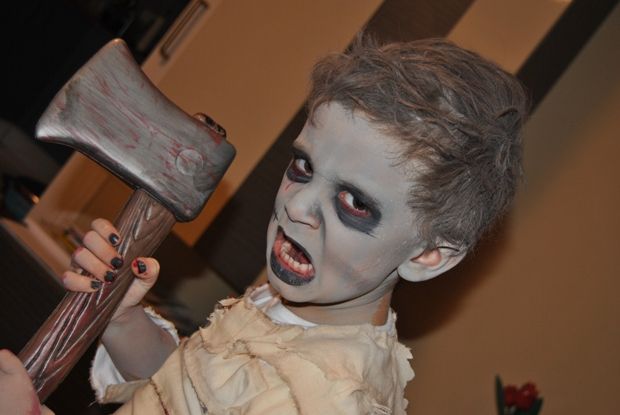 zombie kids makeup axe nails costume -   Halloween Makeup Ideas