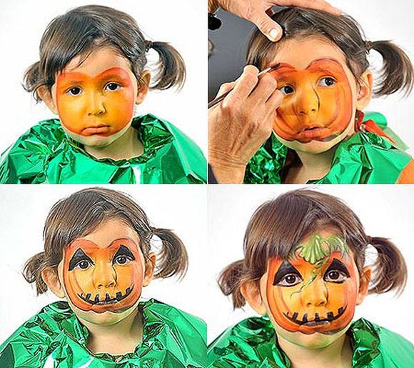 halloween makeup idea kids girl cute little pimpkin costume -   Halloween Makeup Ideas
