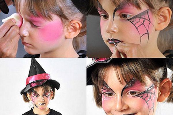 halloween makeup for kids girl pink spider web witch -   Halloween Makeup Ideas
